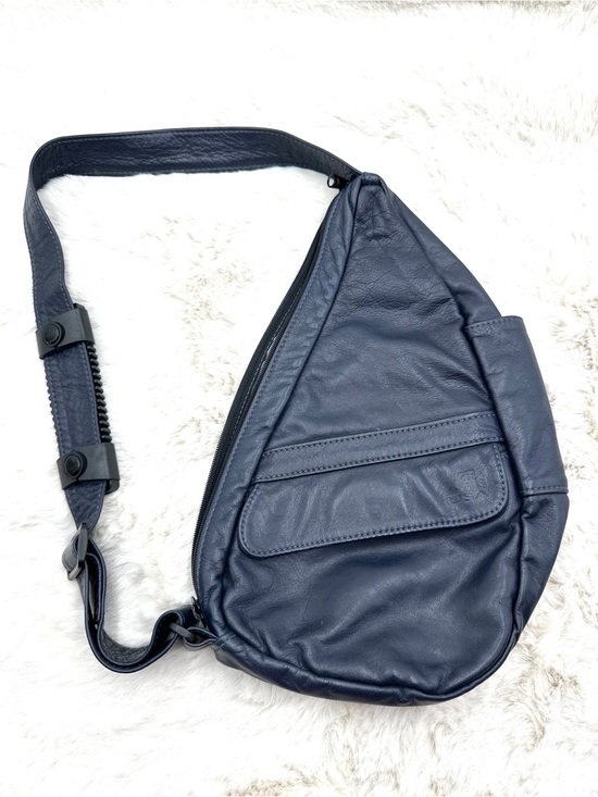 AmeriBag Classic Leather Healthy Back Bag Teardrop ergonomic Carry All Navy main image 8